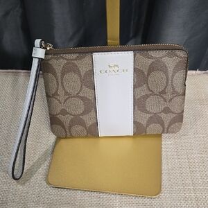 Coach Signature Brown and White Wristlet